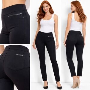 DKNY Jeans Women’s Black Pull-On Pants with Zipper Detail – Size XL